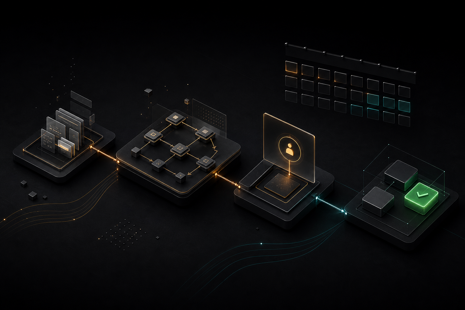 A controlled 30-day AI pilot connects process audit, a bounded workflow, human review, calendar milestones and a verified rollout decision