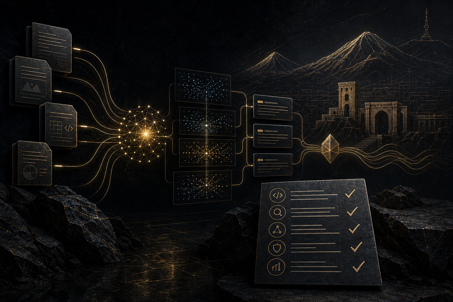 RAG developer Armenia selection framework with source nodes, retrieval graph, document permissions, evaluation checklist and local Armenia signal