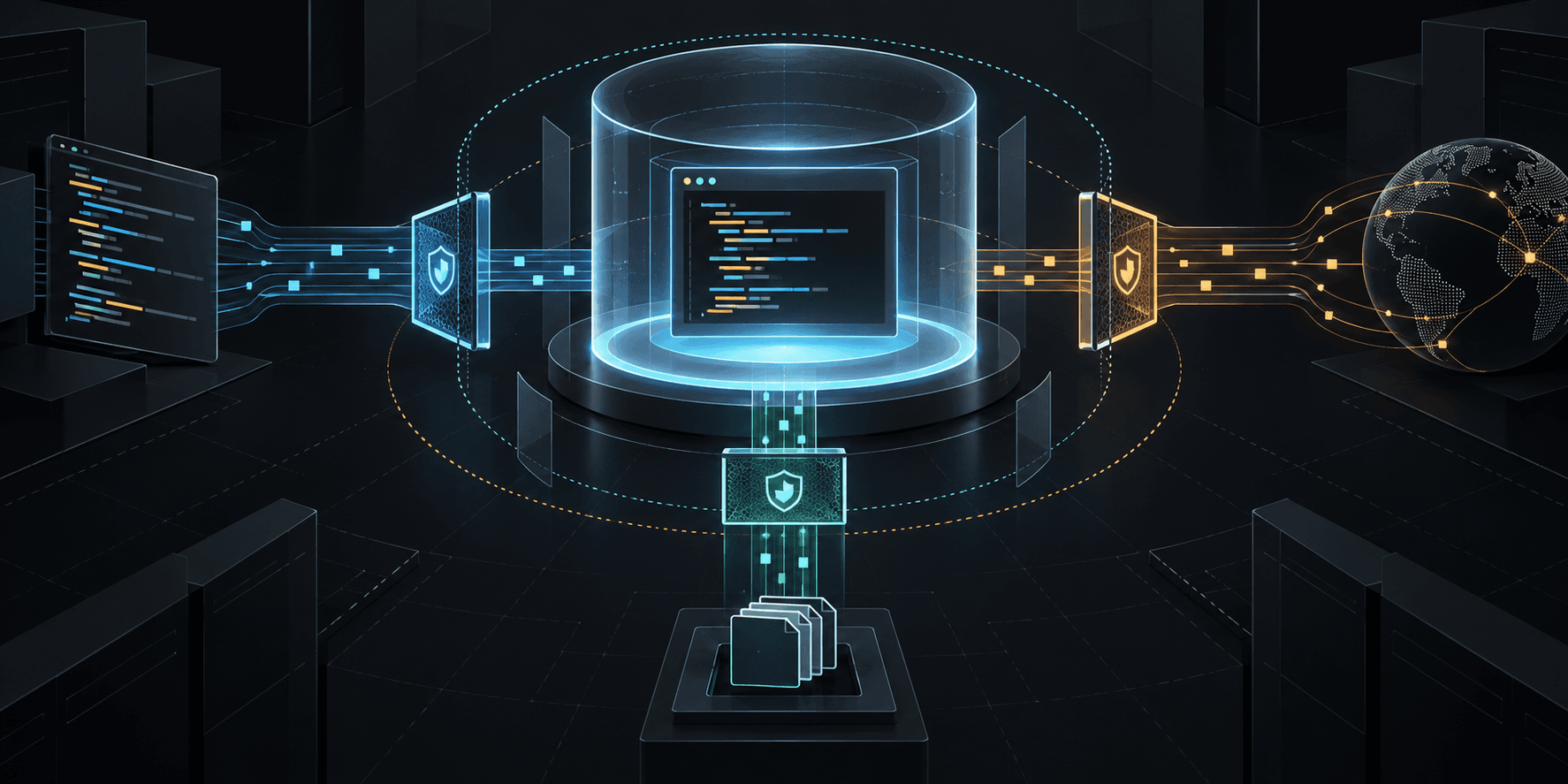 A task enters an isolated worker with guarded code, file and network boundaries